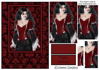 Pretty Goth Girl Card Front Kit
