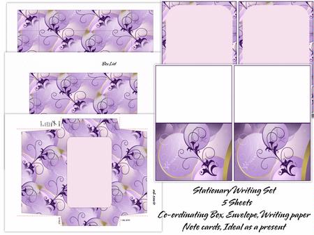 Fancy Purple Floral Stationary Set