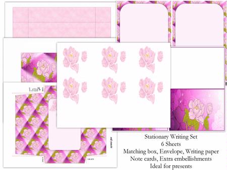 Contempory Wild Rose Stationary Set