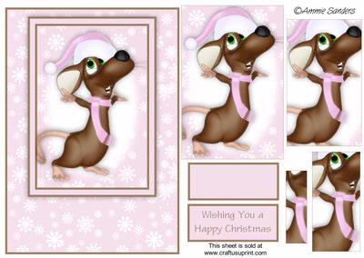 Cute Little Christmas Mouse Card Front Kit