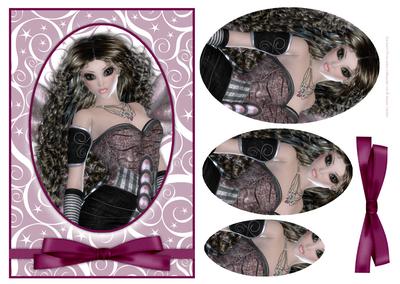 Dark Haired Beauty Card Front & Pyramid