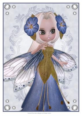 Woodland Fairy in Blue A4 Topper / Card Front