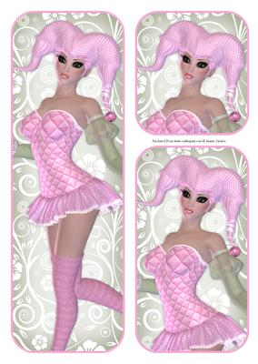 Jester Girl in Pink & Green Topper Selection
