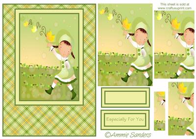 Daisy May Chasing Butterflies A5 Card Front