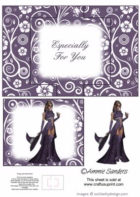 Beautiful Gothic Lady in Purple Swing Card Kit