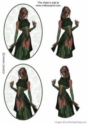 Beautiful Lady in Green Oval Toppers