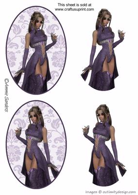 Beautiful Lady in Purple Oval Toppers