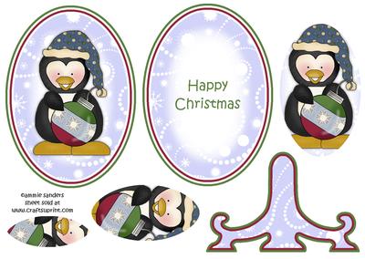 Christmas Penguin Plate Card