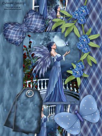 Beautiful Blue Butterfly Fairy 6 Page Kit
