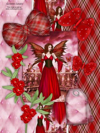 Beautiful Red Butterfly Fairy 6 Page Kit