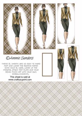 Fashionable Lady in Black & Beigh Dl Card Kit