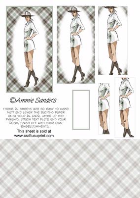 Fashionable Lady in White Dl Card Kit