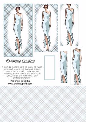 Fashionable Lady in Pale Blue Dl Card Kit