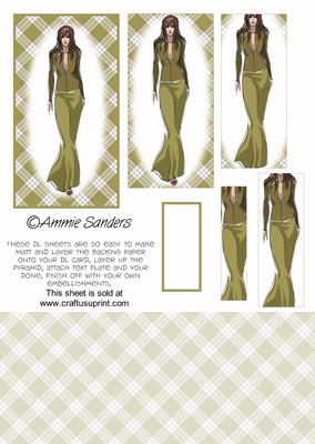 Fashionable Lady in Green Dl Card Kit