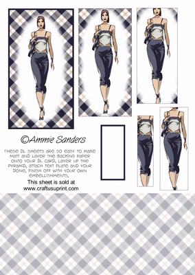 Fashionable Lady in Blue Dl Card Kit