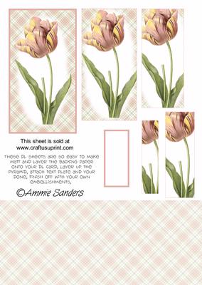 Pretty Yellow and Dark Pink Floral Dl Card Kit