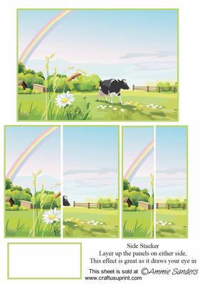 Rainbow Over the Cow in the Meadow Side Stacker