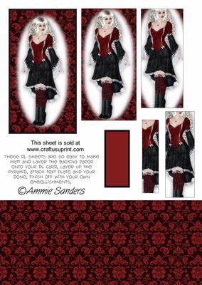 Pretty Blonde Haired Gothic Girl Dl Card Kit