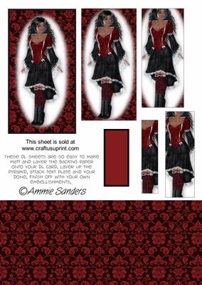 Pretty Dark Haired Ethnic Gothic Girl Dl Card Kit