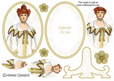 Vintage Beauty Cameo , Wearing a Gorgeous Gold and Cream Dress Plate Card Kit
