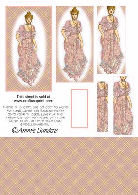 Fashionable Vintage Lady in Pink Dl Card Kit