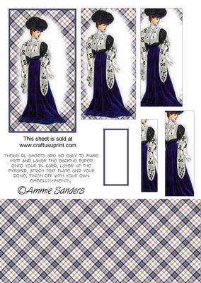 Fashionable Vintage Lady in Navy Dl Card Kit