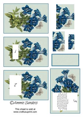Brand New Pretty Blue Flowers & Butterfly Combi-tage