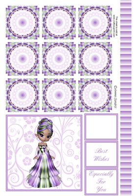 Pretty Purple Princess Teabag Folding Sheet