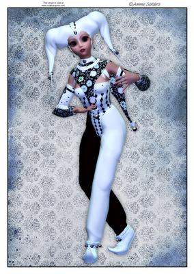 Pretty Harlequin in Blue and Black A4 Topper