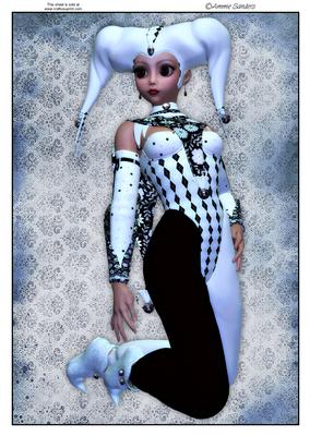 Pretty Harlequin in Blue and Black A4 Topper