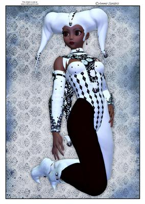 Pretty Ethnic Harlequin in Blue and Black A4 Topper