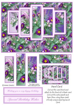 Pretty Purple & Lilac Floral Panel Card Kit