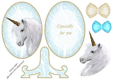 Magical White Unicorn Plate Card & Stand