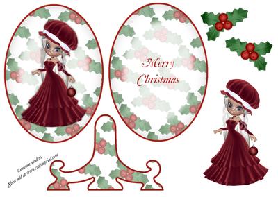 Christmas Lady Plate Card & Stand