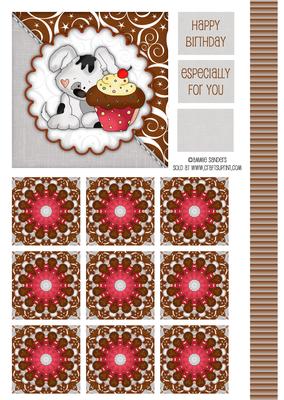 Sweet Little Puppy & Cup Cake Topper & Tile Sheet