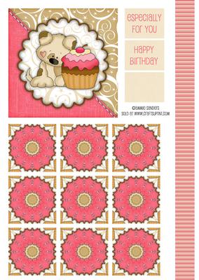 Sweet Little Puppy & Cup Cake Topper & Tile Sheet