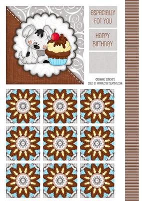 Sweet Little Puppy & Cup Cake Topper & Tile Sheet