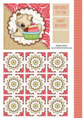 Sweet Little Puppy & Cup Cake Topper & Tile Sheet