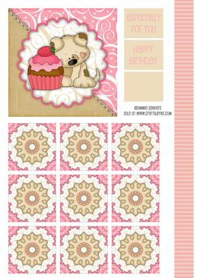 Sweet Little Puppy & Cup Cake Topper & Tile Sheet