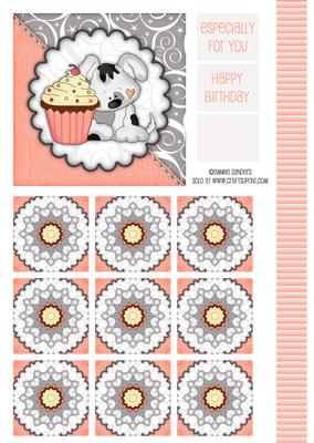 Sweet Little Puppy & Cup Cake Topper & Tile Sheet