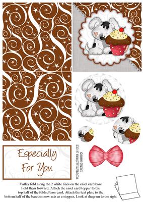 Sweet Little Puppy & Cup Cake Easel Card