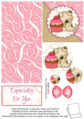 Sweet Little Puppy & Cup Cake Easel Card