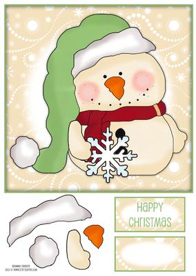 Little Christmas Snowman 8x8 Topper with Decoupage
