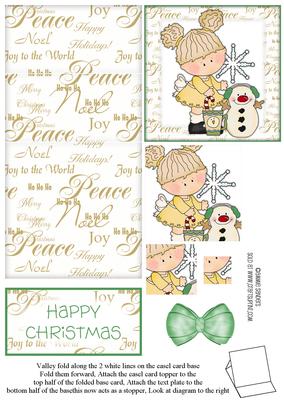Cute Little Girl & Snowman Easel Card