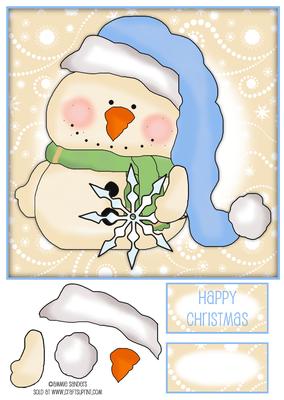 Little Christmas Snowman 8x8 Topper with Decoupage