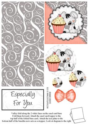 Sweet Little Puppy & Cup Cake Easel Card