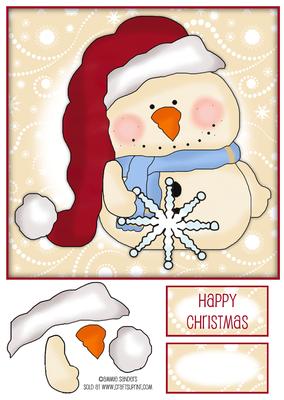 Little Christmas Snowman 8x8 Topper with Decoupage