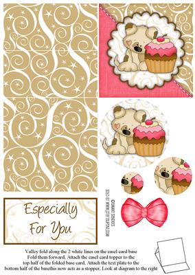 Sweet Little Puppy & Cup Cake Easel Card