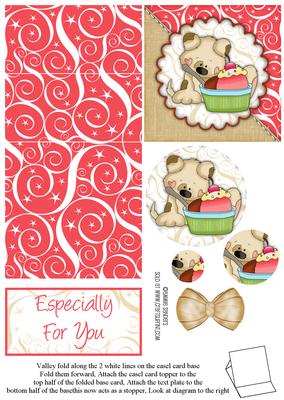 Sweet Little Puppy & Cup Cake Easel Card