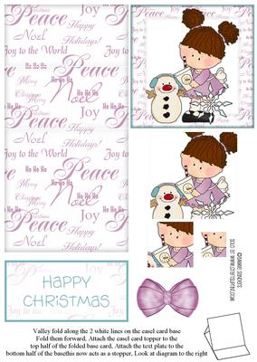 Cute Little Girl & Snowman Easel Card